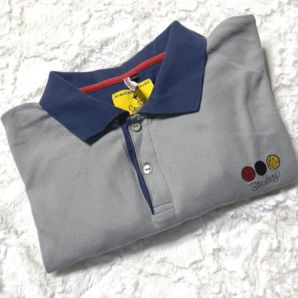 JC DE CASTELBEJAC + SMILEY POLO SHIRT - LONG SLEEVE - L - Picture 8 of 8